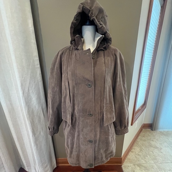 Forecaster Sports Tan Hooded Coat Suede Feel, Warm, Size XL - Picture 1 of 16